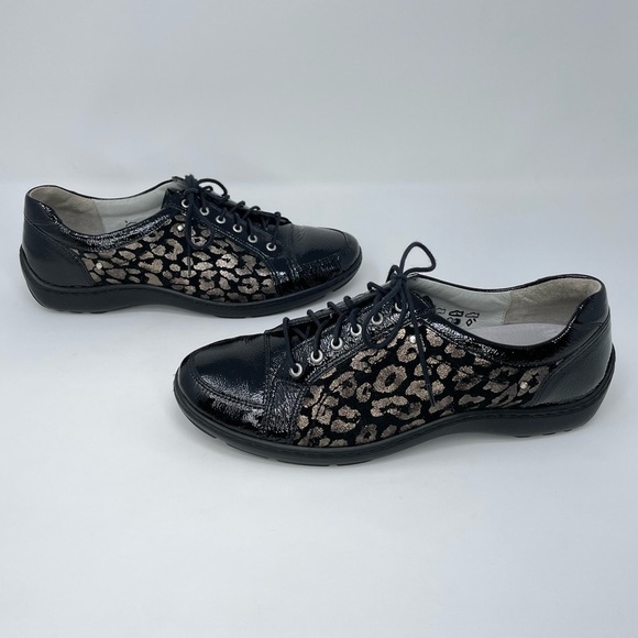 Like New, Waldlaufer Janina Cheetah Metallic Patent Leather Sneakers Black 8 US - Picture 7 of 9